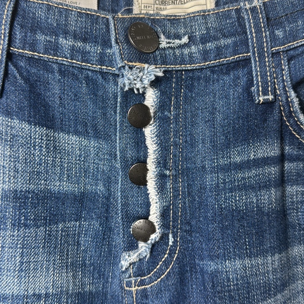 Current/Elliott The Fling Floral Embroidery Distressed Button Fly Jeans Size 27 - Picture 3 of 13